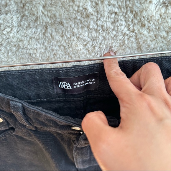 Zara Black Denim Mini Skirt Size S - Picture 3 of 7